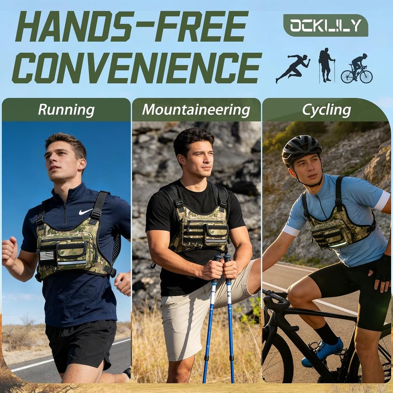 Aokelily Chest Bag for Men Women, Outdoor Sports Running Vest Bag, Chest Pack for Running, Cycling, Hiking, Workouts, Travel - Image 5